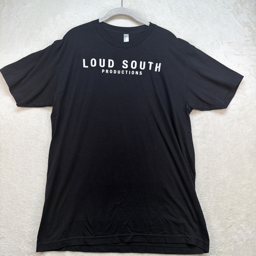 Loud South Productions Logo T Shirt Men's L Black Graphic Crewneck Promo Tee